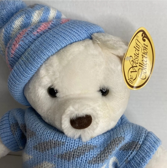 NWT Vintage Westcliff Collection Winter Hat Sweater White Bear Plush Stuffed Toy - Picture 2 of 6